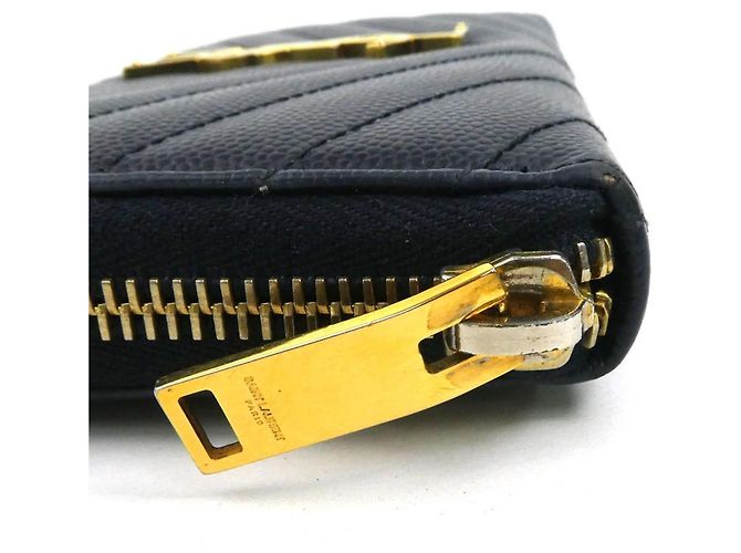 Autre Marque Portafoglio lungo in pelle blu navy Saint Laurent - vista 7