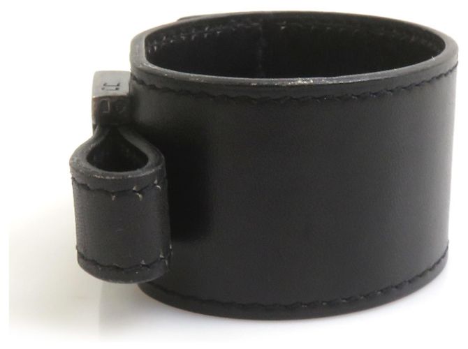 Hermès Hermes Charm Armband aus schwarzem Leder - Ansicht 2
