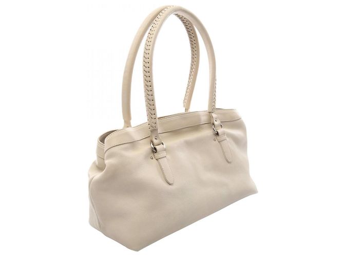 Bolsa de ombro Christian Dior em couro marfim - vista 2