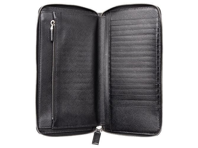 Prada Black Saffiano Long Wallet mit Rundum-Reißverschluss - Ansicht 4