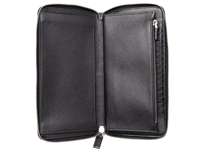 Prada Black Saffiano Long Wallet mit Rundum-Reißverschluss - Ansicht 5