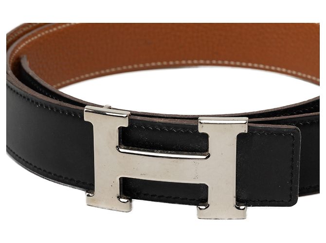 Hermès Black Box Calf and Togo Constance H Reversible Belt - view 2