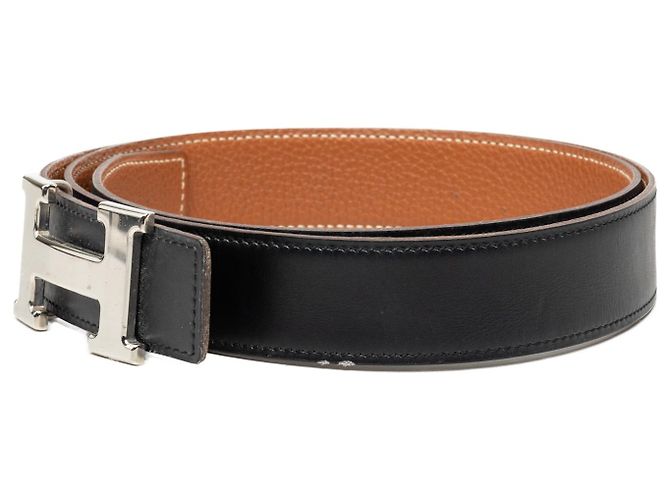 Hermès Black Box Calf and Togo Constance H Reversible Belt - view 3