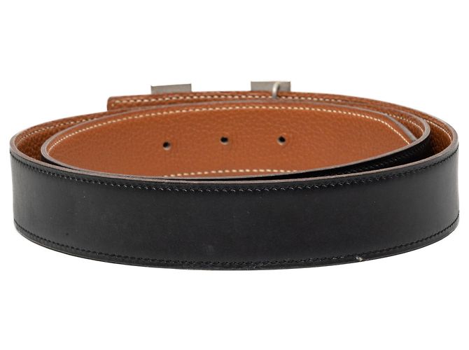 Hermès Black Box Calf and Togo Constance H Reversible Belt - view 4