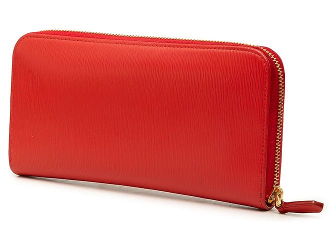 Carteira Continental Prada Red Vitello Move Zip Around - vista 2