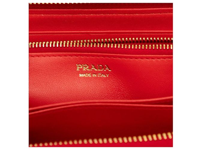 Carteira Continental Prada Red Vitello Move Zip Around - vista 5