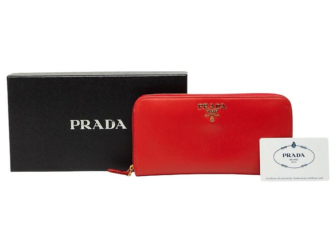 Carteira Continental Prada Red Vitello Move Zip Around - vista 7