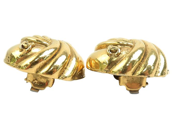 Orecchini a clip Chanel Gold CC placcati in oro con bottone a spirale - vista 7