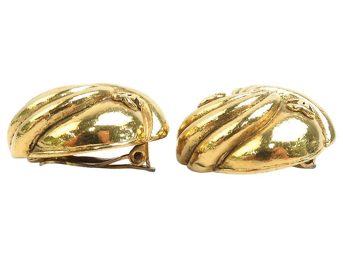 Orecchini a clip Chanel Gold CC placcati in oro con bottone a spirale - vista 8