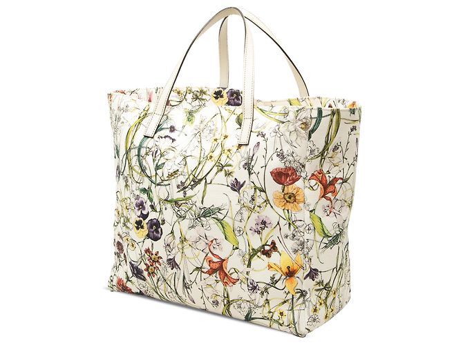 Bolso Tote Gucci de lona blanca Flora - vista 2