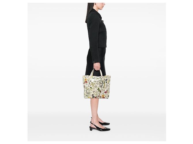 Bolso Tote Gucci de lona blanca Flora - vista 6