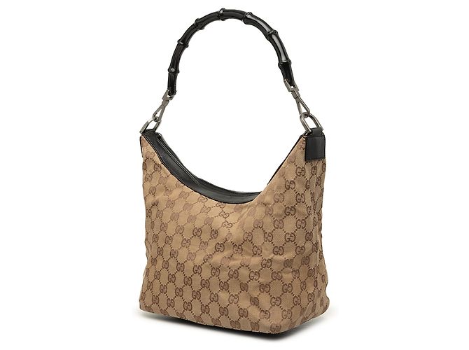 Bamboo Borsa a tracolla Gucci in tela GG beige con bambù - vista 2