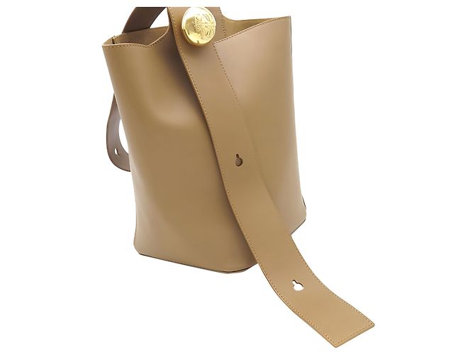 Bolso de cubo Pebble LOEWE Medium en piel de becerro lisa marrón - vista 11