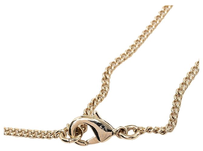 Collana Chanel Gold CC con pendente a cervo in perle sintetiche e strass placcato oro - vista 5