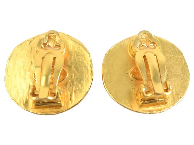 Orecchini a clip Chanel Gold CC placcati oro con perle finte - vista 2