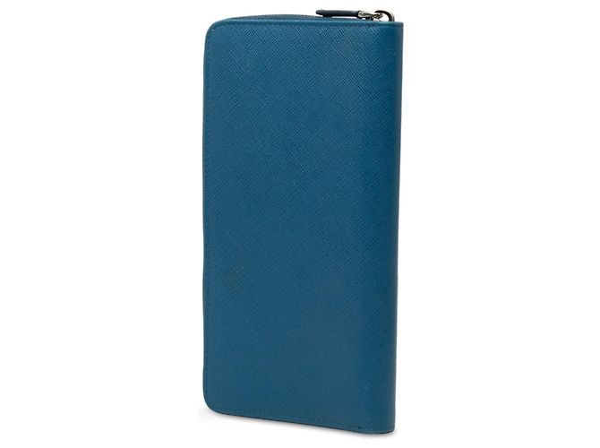 Portafoglio Portfolio Prada Blue Saffiano con zip - vista 2