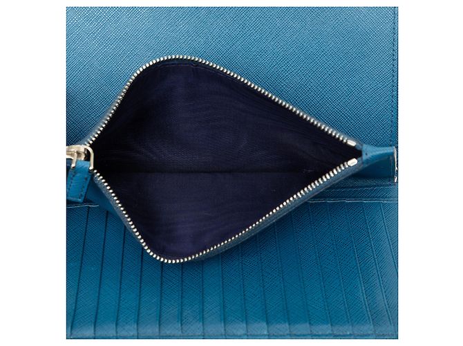 Portafoglio Portfolio Prada Blue Saffiano con zip - vista 5