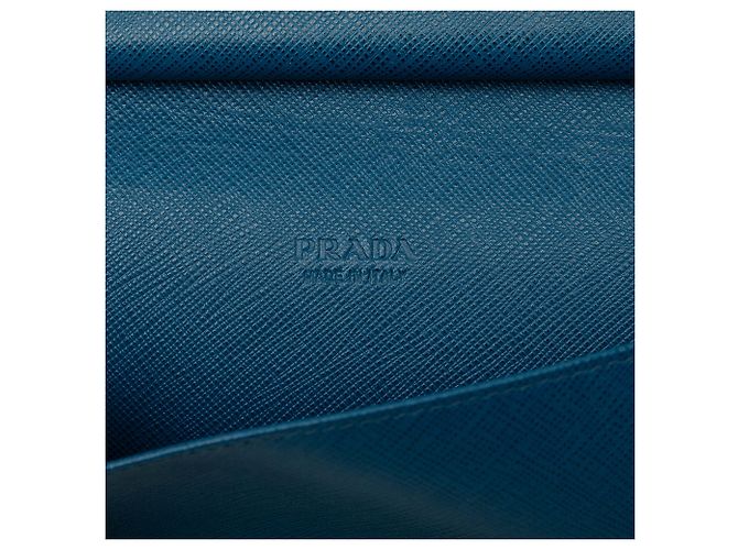 Portafoglio Portfolio Prada Blue Saffiano con zip - vista 6