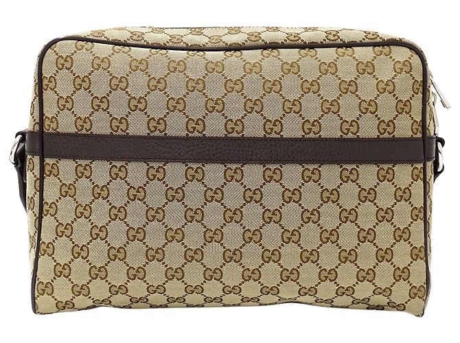 Borsa a tracolla Gucci in tela GG beige e marrone - vista 2