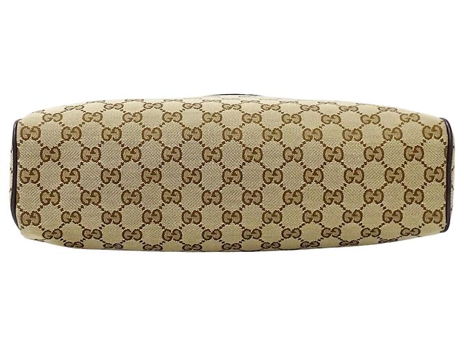 Borsa a tracolla Gucci in tela GG beige e marrone - vista 3