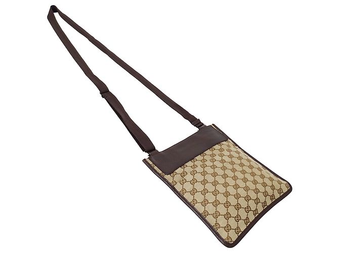 Borsa a mano Gucci in tela GG beige e marrone - vista 4