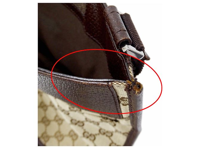 Borsa a mano Gucci in tela GG beige e marrone - vista 7
