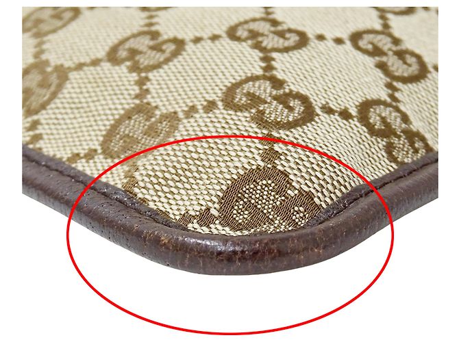Borsa a mano Gucci in tela GG beige e marrone - vista 8