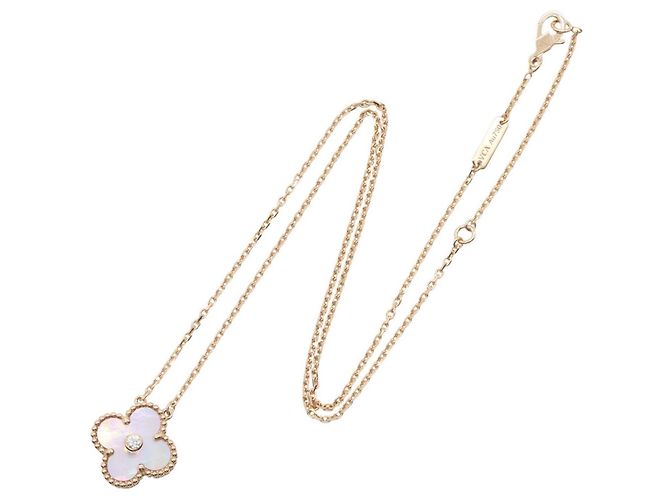 Collana Van Cleef & Arpels Vintage Alhambra in madreperla rosa - vista 2