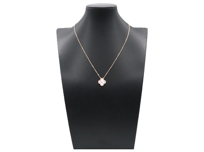 Collana Van Cleef & Arpels Vintage Alhambra in madreperla rosa - vista 6