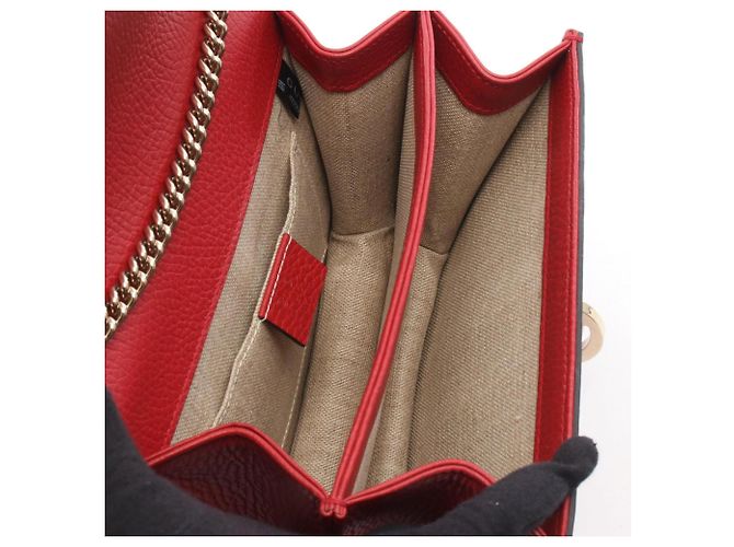Sac à épaule Gucci Interlocking G en cuir rouge - vue 3