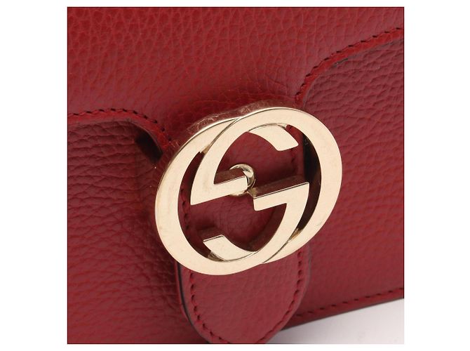 Sac à épaule Gucci Interlocking G en cuir rouge - vue 7