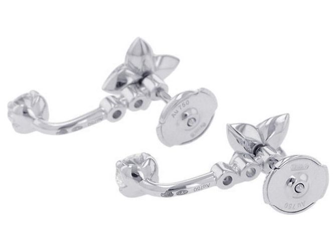 Pendientes de botón Louis Vuitton en oro blanco de 18K y diamantes - vista 3