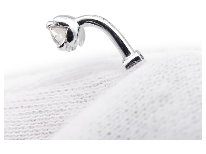 Pendientes de botón Louis Vuitton en oro blanco de 18K y diamantes - vista 8