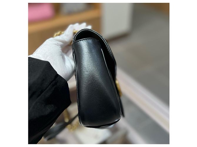 Borsa a tracolla Gucci Marmont in pelle nera - vista 3