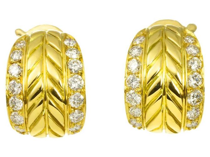 Timeless Pendientes de clip Chanel en oro amarillo 18K y diamantes - vista 2