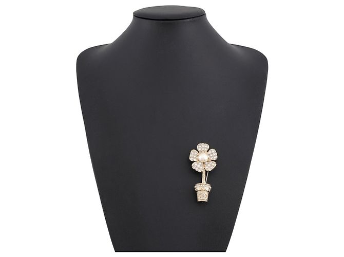 Broche de flor com strass Chanel - vista 4