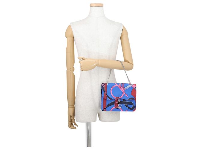 Hermès Hermes Kara Chain Shoulder Bag in Blue Multicolor Silk - view 4