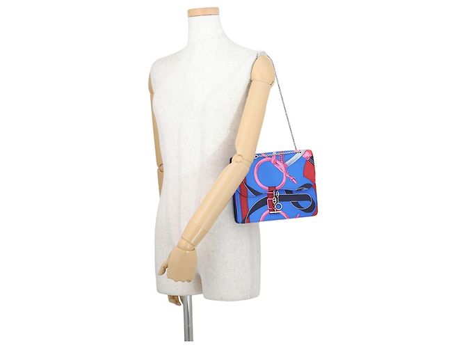 Hermès Hermes Kara Chain Shoulder Bag in Blue Multicolor Silk - view 5