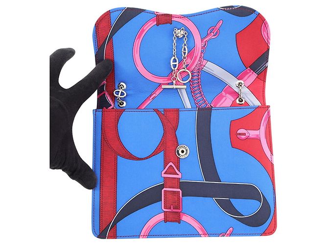 Hermès Hermes Kara Chain Shoulder Bag in Blue Multicolor Silk - view 6