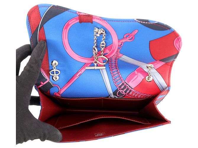 Hermès Hermes Kara Chain Shoulder Bag in Blue Multicolor Silk - view 7