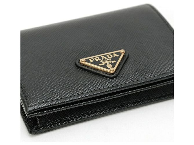 Portefeuille compact bi-fold Prada Saffiano Triangle - vue 4