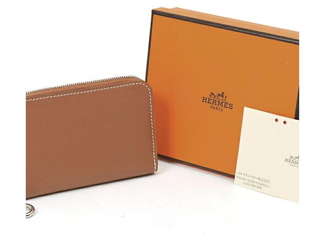 Hermès Tarjetero Compacto Hermes en Gold Brown - vista 8