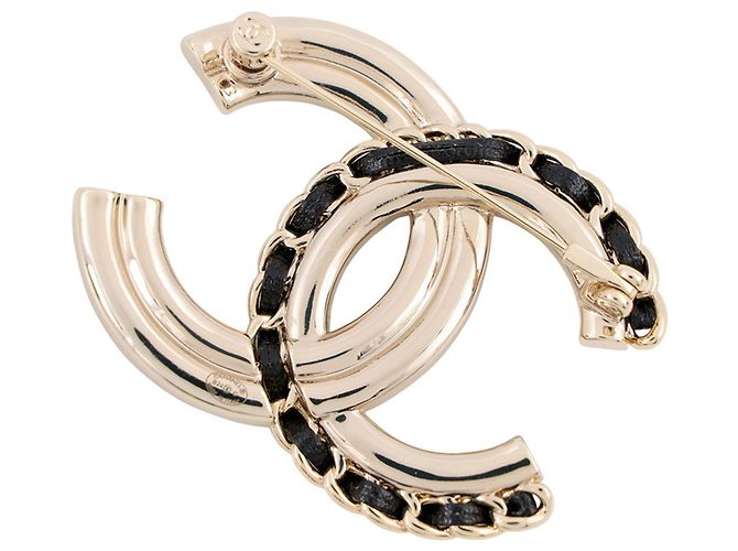Broche Chanel Champagne Gold con pedrería - vista 3