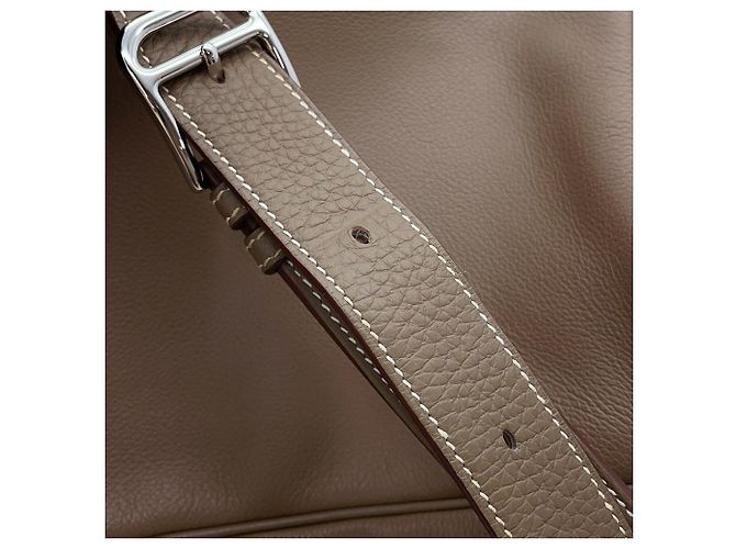 Hermès Borsa a tracolla Hermes Petit Courier Etoupe Evercolor - vista 12