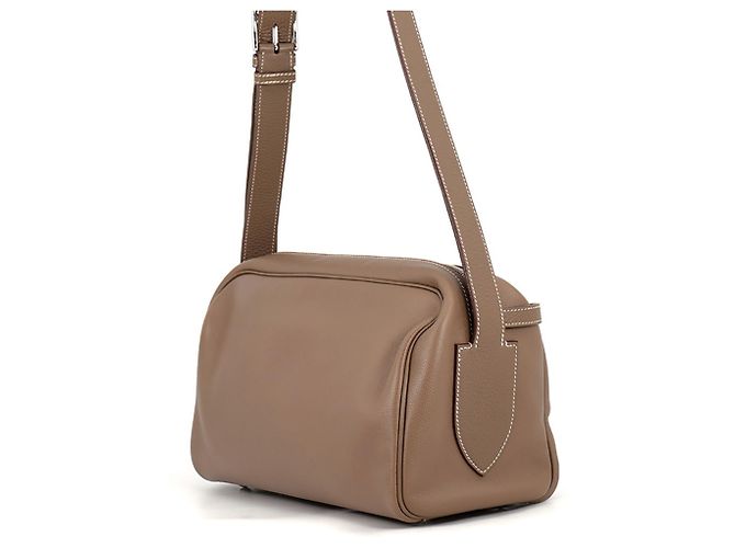 Hermès Borsa a tracolla Hermes Petit Courier Etoupe Evercolor - vista 2