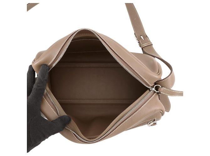 Hermès Borsa a tracolla Hermes Petit Courier Etoupe Evercolor - vista 5