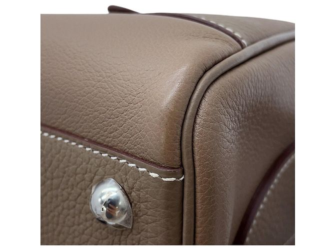 Hermès Borsa a tracolla Hermes Petit Courier Etoupe Evercolor - vista 6