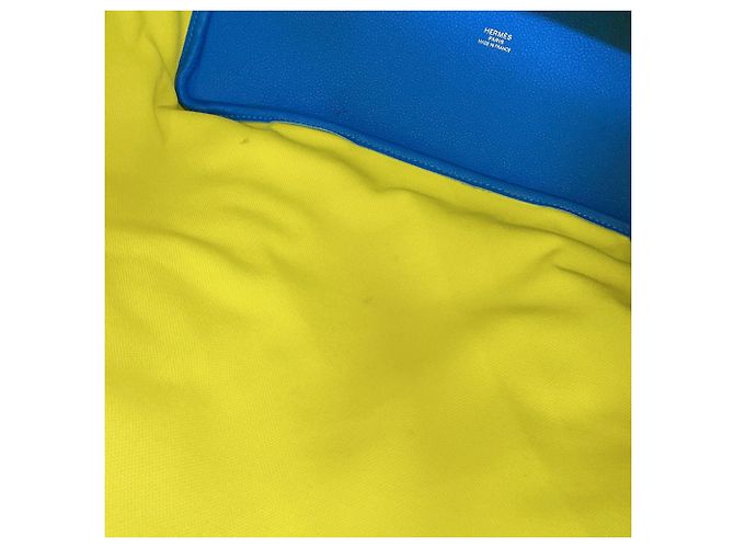 Bolsa tote Hermès Kara em couro azul e verde - vista 10