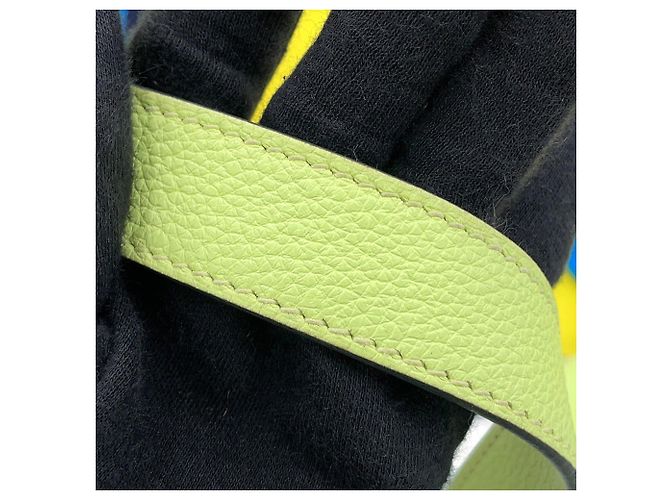 Bolsa tote Hermès Kara em couro azul e verde - vista 11