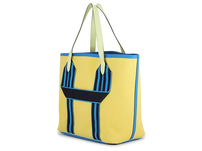 Bolsa tote Hermès Kara em couro azul e verde - vista 2